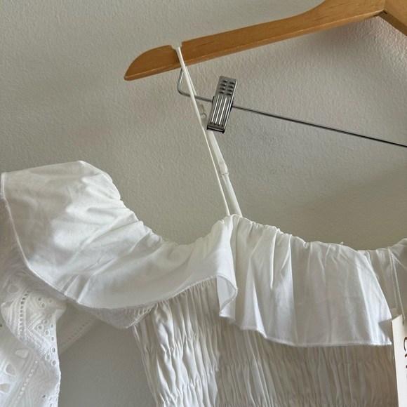 NWT Choosy White Endless Summer Eyelet Off the Shoulder Mini Dress Size Medium - Picture 9 of 15